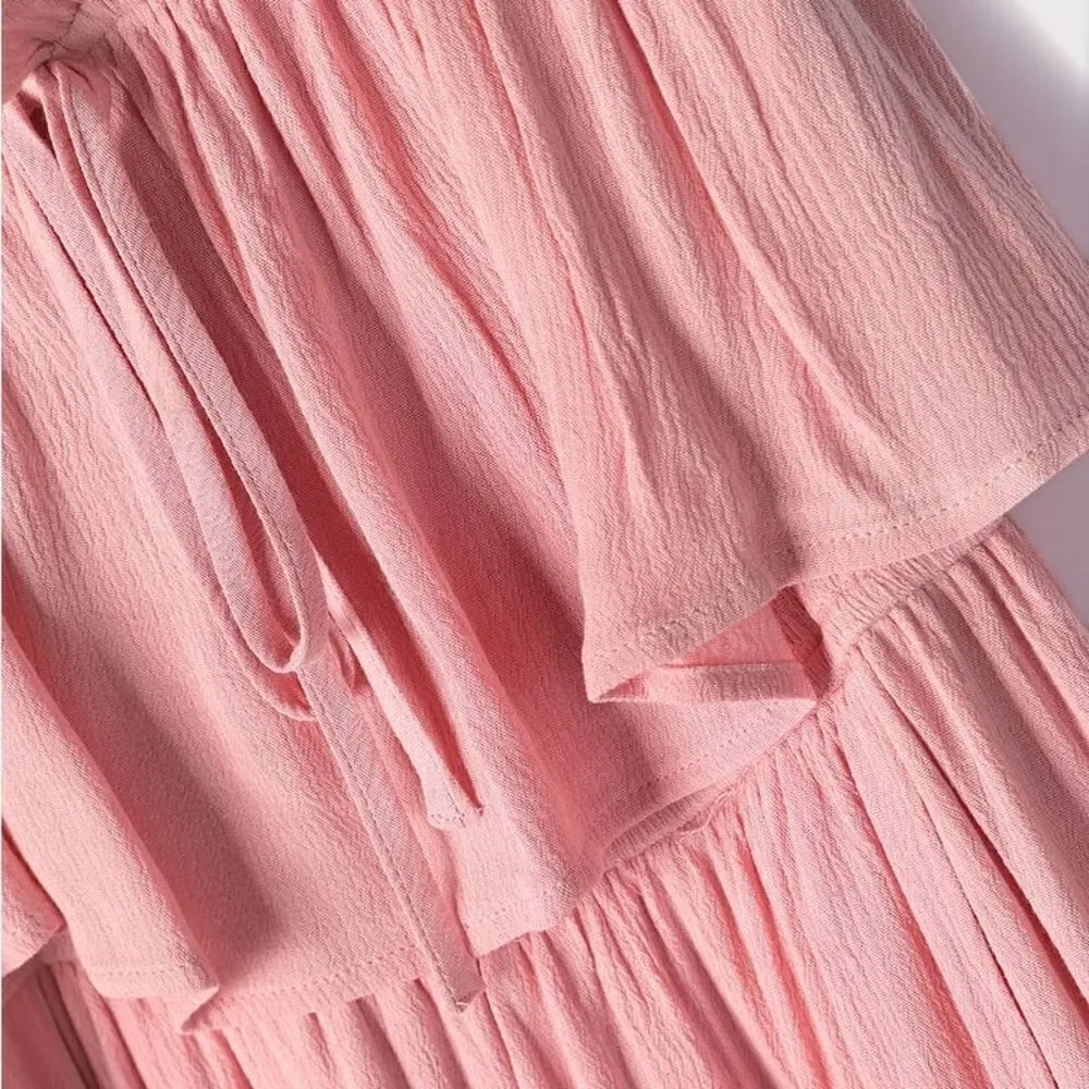 LULUS Women’s Sincerely Yours Blush Pink Ruffled Midi Dress in the Size Small - Picture 10 of 16